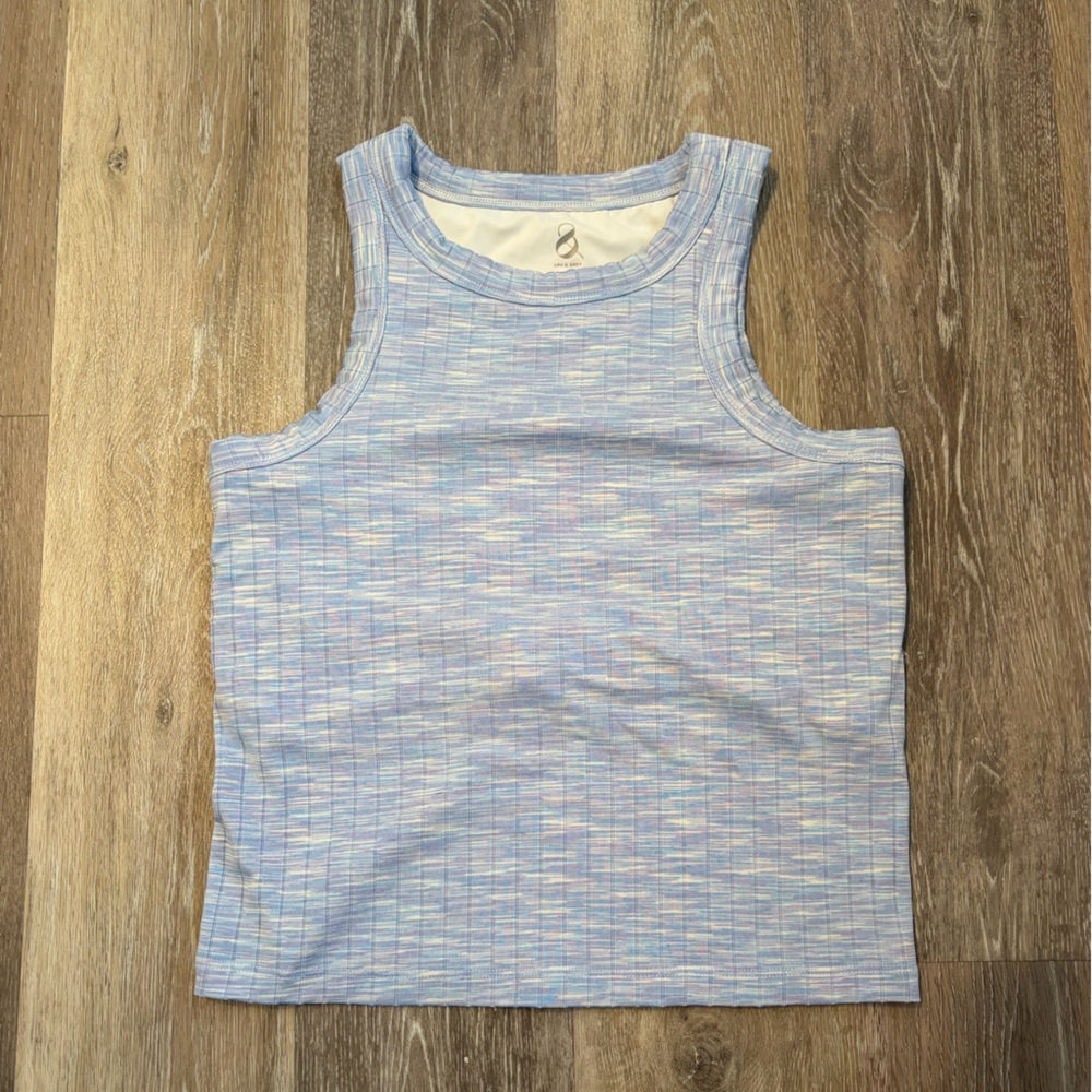 Lou & Grey Blue and White Athletic  Tank with Built in Support EUC Like New